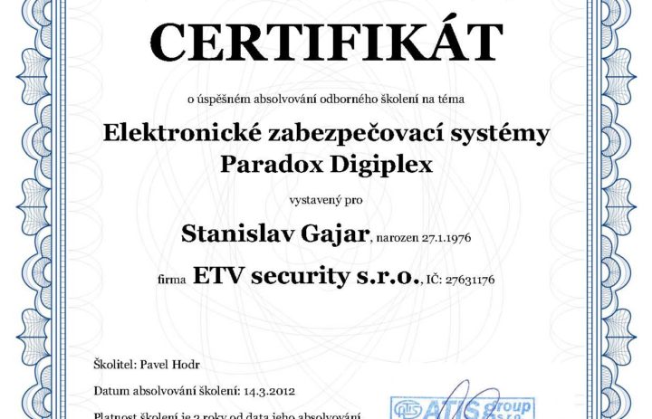  Certifikát Paradox_Gajar 