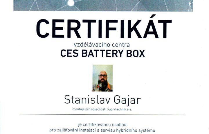  Certifikát CES BATTERY BOX 